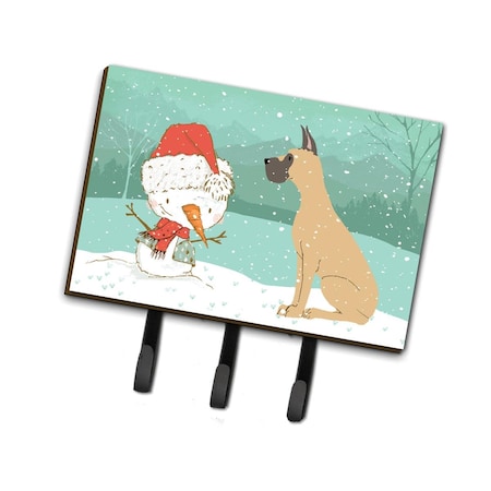 Carolines Treasures Cropped Fawn Great Dane Snowman Christmas Leash or Key Holder CK2041TH68